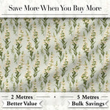 Cream White Floral Botanical Vertical Seamless Pattern Elegant Style Digital Print Fabric by the Metre UK Sewing Quilting Textile