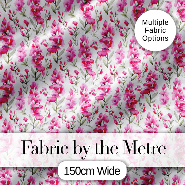 Pink Watercolor Blossom Floral Seamless Pattern Soft Romantic Design Digital Print Fabric by the Metre UK Sewing Quilting Textile