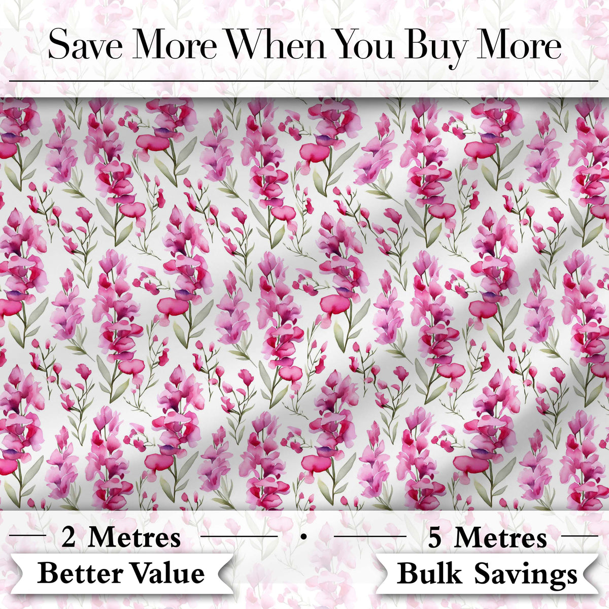 Pink Watercolor Blossom Floral Seamless Pattern Soft Romantic Design Digital Print Fabric by the Metre UK Sewing Quilting Textile