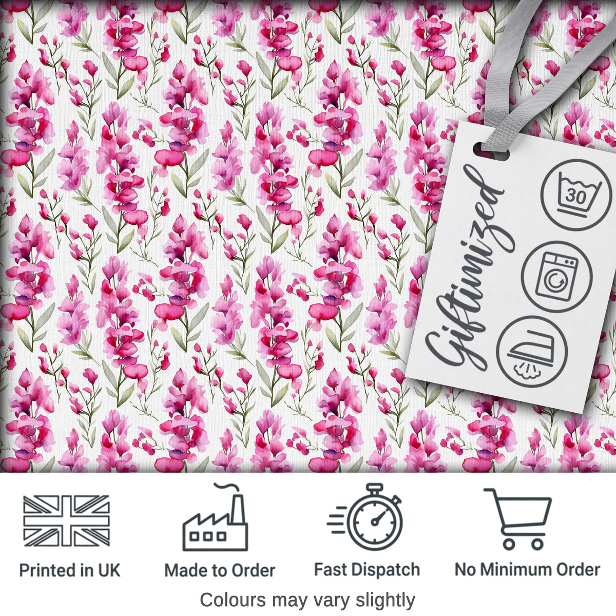 Pink Watercolor Blossom Floral Seamless Pattern Soft Romantic Design Digital Print Fabric by the Metre UK Sewing Quilting Textile