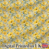 Yellow Poppy Blossom Floral Seamless Pattern Soft Garden Design Digital Print Fabric by the Metre UK Sewing Quilting Textile