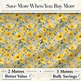 Yellow Poppy Blossom Floral Seamless Pattern Soft Garden Design Digital Print Fabric by the Metre UK Sewing Quilting Textile