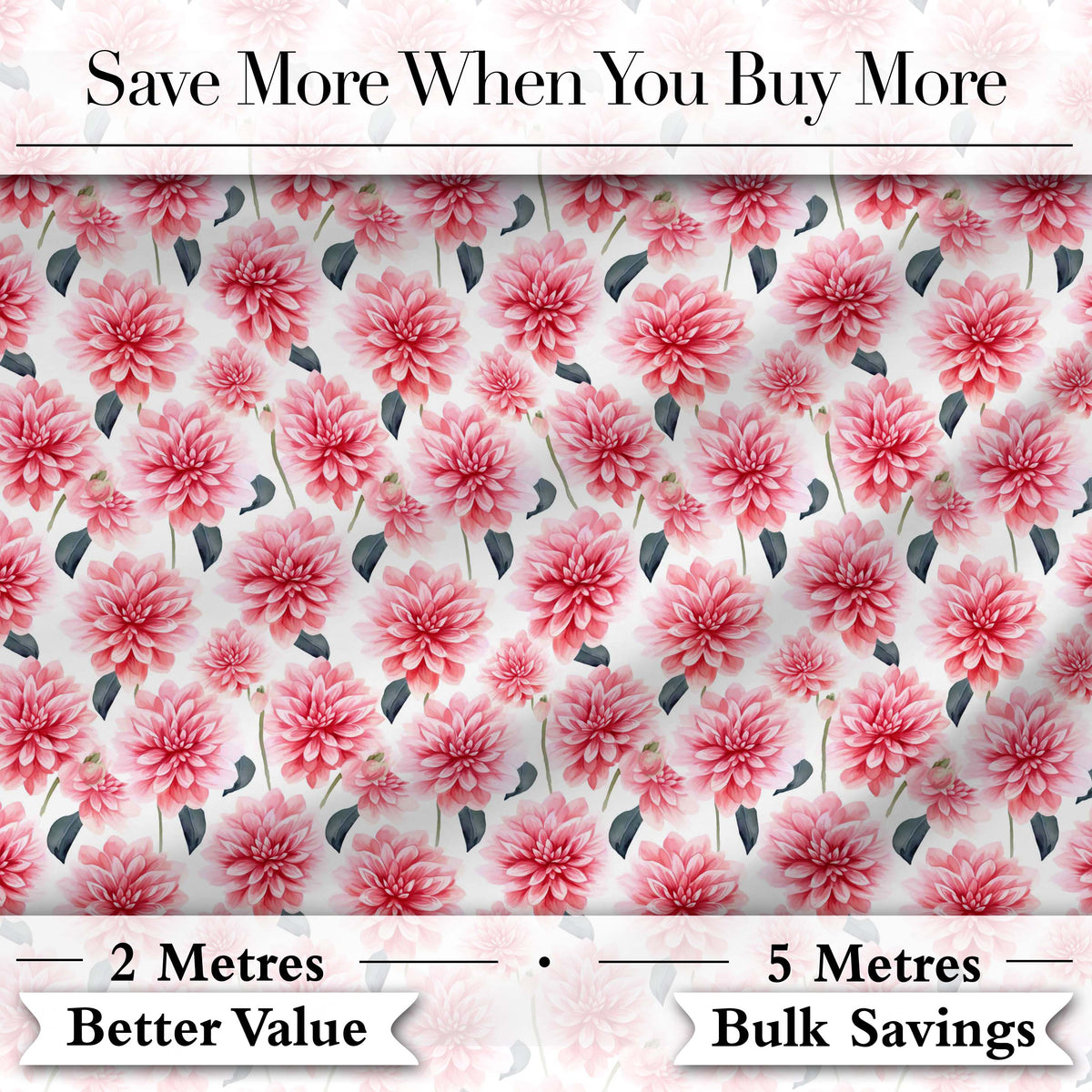 Soft Pink Dahlia Floral Seamless Pattern Elegant Bloom Design Digital Print Fabric by the Metre UK Sewing Quilting Textile