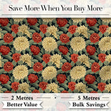 Vintage Chrysanthemum Floral Dark Background Seamless Pattern Classic Design Digital Print Fabric by the Metre UK Sewing Quilting Textile
