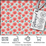 Peach Dahlia Floral Light Blue Background Seamless Pattern Elegant Digital Print Fabric by the Metre UK Sewing Quilting Textile