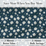 Small White Floral Scatter Navy Background Seamless Pattern Delicate Botanical Digital Print Fabric by the Metre UK Sewing Quilting Textile