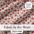 Red Folk Floral Pattern Cream Background Scandinavian Style Digital Print Fabric by the Metre UK Sewing Quilting Textile