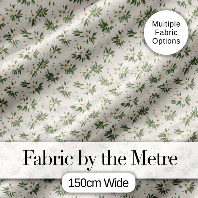 Soft White Floral Sprigs Cream Background Seamless Pattern Elegant Botanical Digital Print Fabric by the Metre UK Sewing Quilting Textile