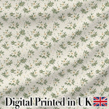 Soft White Floral Sprigs Cream Background Seamless Pattern Elegant Botanical Digital Print Fabric by the Metre UK Sewing Quilting Textile