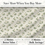 Soft White Floral Sprigs Cream Background Seamless Pattern Elegant Botanical Digital Print Fabric by the Metre UK Sewing Quilting Textile