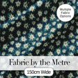 White Alpine Flowers Dark Teal Seamless Pattern Nature Botanical Digital Print Fabric by the Metre UK Sewing Quilting Textile