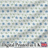 Blue Floral Watercolor Seamless Pattern Soft Botanical Design Digital Print Fabric by the Metre UK Sewing Quilting Textile