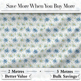Blue Floral Watercolor Seamless Pattern Soft Botanical Design Digital Print Fabric by the Metre UK Sewing Quilting Textile