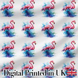 Pink Flamingo Watercolor Splash Seamless Pattern Tropical Bird Art Digital Print Fabric by the Metre UK Sewing Quilting Textile