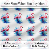 Pink Flamingo Watercolor Splash Seamless Pattern Tropical Bird Art Digital Print Fabric by the Metre UK Sewing Quilting Textile