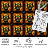 Grinning Monster Halloween Pumpkin Scene Seamless Pattern Creepy Cute Design Digital Print Fabric by the Metre UK Sewing Quilting Textile