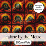 Cartoon Monster Frame Halloween Seamless Pattern Spooky Fun Character Digital Print Fabric by the Metre UK Sewing Quilting Textile