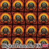 Cartoon Monster Frame Halloween Seamless Pattern Spooky Fun Character Digital Print Fabric by the Metre UK Sewing Quilting Textile