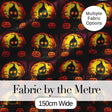 Skeleton Pumpkin Halloween Night Seamless Pattern Spooky Cute Design Digital Print Fabric by the Metre UK Sewing Quilting Textile