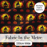 Skeleton Pumpkin Halloween Night Seamless Pattern Spooky Cute Design Digital Print Fabric by the Metre UK Sewing Quilting Textile