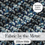White Floral Bloom on Deep Navy Background Seamless Pattern Botanical Design Digital Print Fabric by the Metre UK Sewing Quilting Textile