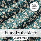 White Flower Branches on Dusty Blue Seamless Pattern Classic Botanical Design Digital Print Fabric by the Metre UK Sewing Quilting Textile