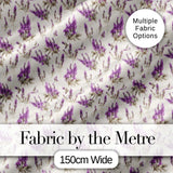 Purple Wildflowers on Cream Background Seamless Pattern Soft Botanical Design Digital Print Fabric by the Metre UK Sewing Quilting Textile
