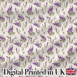 Purple Wildflowers on Cream Background Seamless Pattern Soft Botanical Design Digital Print Fabric by the Metre UK Sewing Quilting Textile