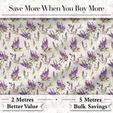 Purple Wildflowers on Cream Background Seamless Pattern Soft Botanical Design Digital Print Fabric by the Metre UK Sewing Quilting Textile