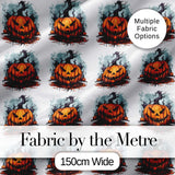 Scary Jack O Lantern Pumpkin Illustration Seamless Pattern Halloween Digital Print Fabric by the Metre UK Sewing Quilting Textile