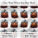 Scary Jack O Lantern Pumpkin Illustration Seamless Pattern Halloween Digital Print Fabric by the Metre UK Sewing Quilting Textile