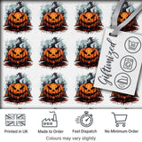 Scary Jack O Lantern Pumpkin Illustration Seamless Pattern Halloween Digital Print Fabric by the Metre UK Sewing Quilting Textile