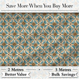 Blue Floral Ceramic Tile Pattern Vintage Style Seamless Design Digital Print Fabric by the Metre UK Sewing Quilting Textile