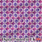 Purple Watercolor Tile Floral Pattern Seamless Artistic Design Digital Print Fabric by the Metre UK Sewing Quilting Textile