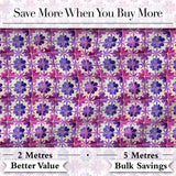 Purple Watercolor Tile Floral Pattern Seamless Artistic Design Digital Print Fabric by the Metre UK Sewing Quilting Textile