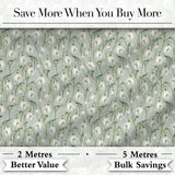 Delicate Snowdrop Flowers on Soft Sage Green Background Seamless Pattern Digital Print Fabric by the Metre UK Sewing Quilting Textile