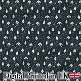Minimal Snowdrop Floral Pattern on Dark Blue Background Seamless Design Digital Print Fabric by the Metre UK Sewing Quilting Textile