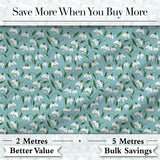 Snowdrop Floral Pattern on Pastel Blue Background Seamless Botanical Design Digital Print Fabric by the Metre UK Sewing Quilting Textile