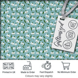 Snowdrop Floral Pattern on Pastel Blue Background Seamless Botanical Design Digital Print Fabric by the Metre UK Sewing Quilting Textile