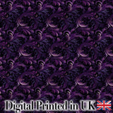 Dark Purple Ornamental Swirl Pattern with Luxurious Texture Seamless Design Digital Print Fabric by the Metre UK Sewing Quilting Textile
