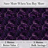 Dark Purple Ornamental Swirl Pattern with Luxurious Texture Seamless Design Digital Print Fabric by the Metre UK Sewing Quilting Textile