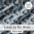Blue Grey Abstract Feather Swirl Pattern Seamless Modern Artistic Design Digital Print Fabric by the Metre UK Sewing Quilting Textile