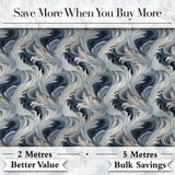 Blue Grey Abstract Feather Swirl Pattern Seamless Modern Artistic Design Digital Print Fabric by the Metre UK Sewing Quilting Textile
