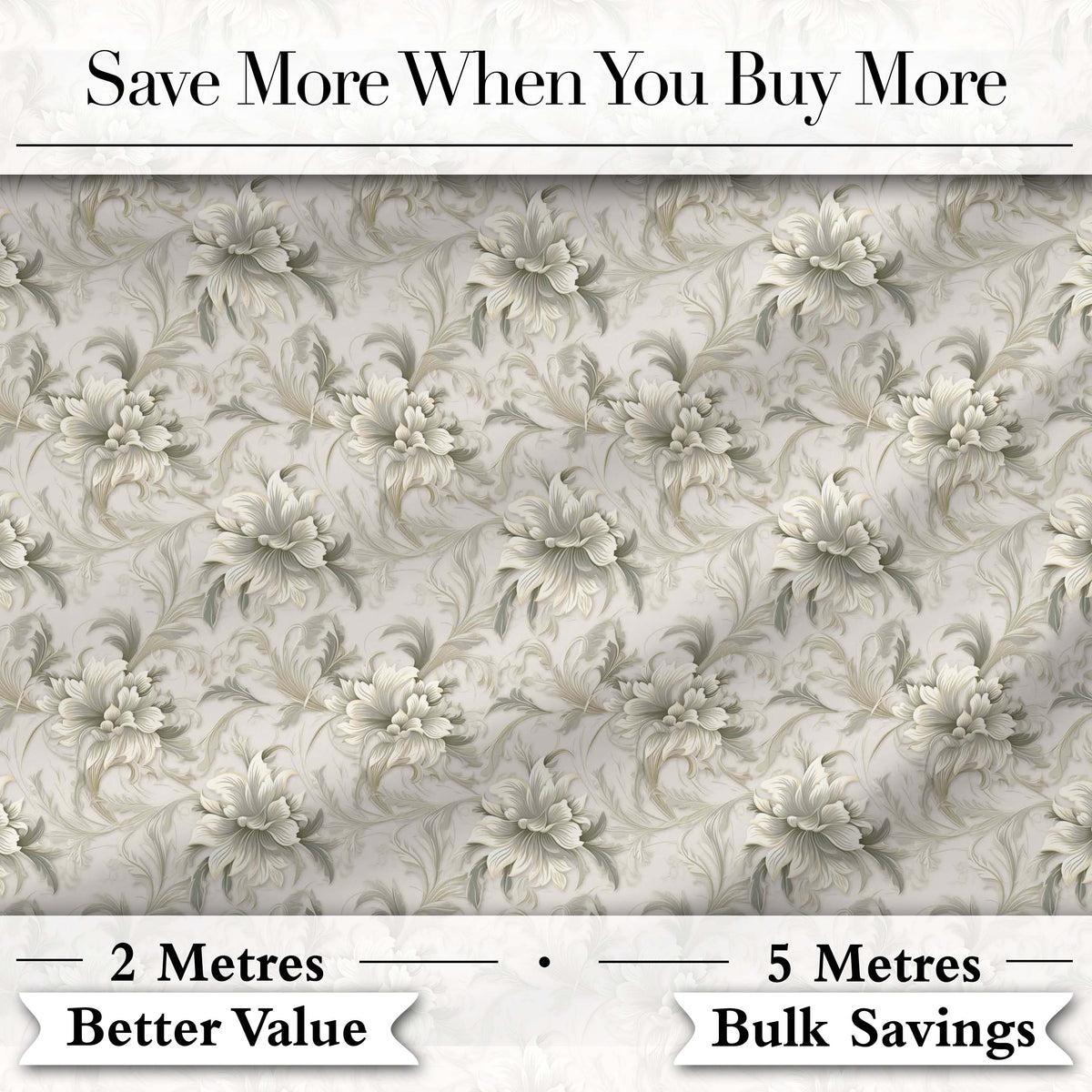 Elegant Beige Floral Vintage Seamless Pattern Digital Print Fabric by the Metre UK Sewing Quilting Textile