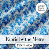 Watercolor Blue Damask Artistic Seamless Pattern Digital Print Fabric by the Metre UK Sewing Quilting Textile