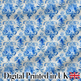 Watercolor Blue Damask Artistic Seamless Pattern Digital Print Fabric by the Metre UK Sewing Quilting Textile