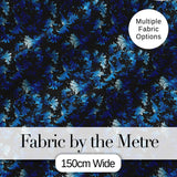 Dark Blue Floral Ornamental Seamless Pattern on Black Background Digital Print Fabric by the Metre UK Sewing Quilting Textile