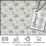 Soft Blue Beige Floral Vintage Seamless Pattern Digital Print Fabric by the Metre UK Sewing Quilting Textile