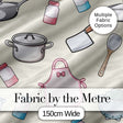 Cute Kitchen Utensils Apron Cooking Seamless Pattern Digital Print Fabric by the Metre UK Sewing Quilting Textile