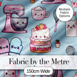 Cute Kawaii Baking Cake Mixer Dessert Seamless Pattern Digital Print Fabric by the Metre UK Sewing Quilting Textile